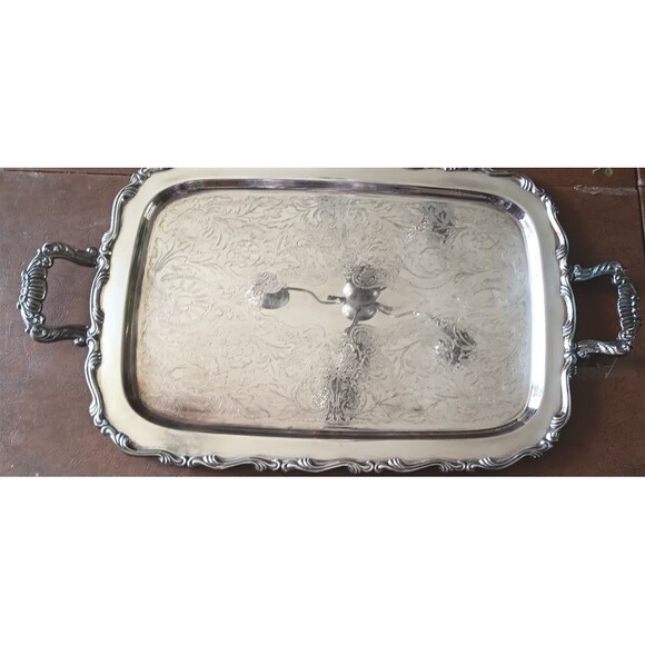 Oneida Silverplate Du Maurier Waiter Tray w/ Handles Large 19.5" Discontinued - Picture 2 of 4